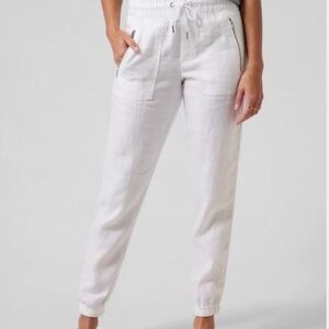 Athleta White Cabo Linen Joggers